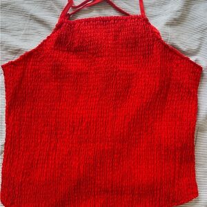 Red Smocked Halter Top
